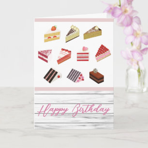 Carte d'anniversaire de dessert de gâteaux mignons