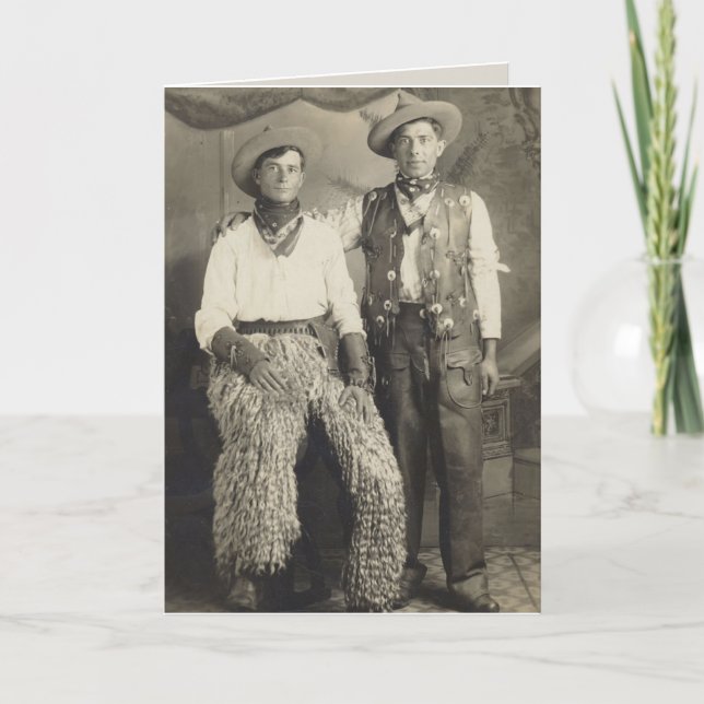 Carte d'anniversaire de deux cowboys (Devant)