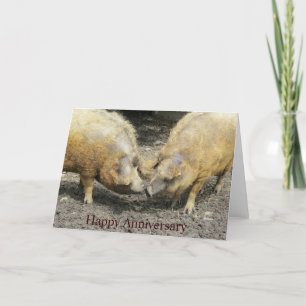 Carte d'anniversaire de deux grands cochons