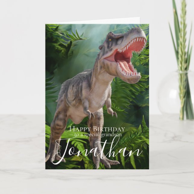 Carte d'anniversaire de Dinosaur Grandson (Devant)