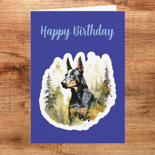 Carte d'anniversaire de Doberman mignon