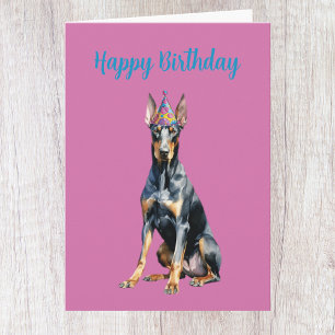 Carte d'anniversaire de Doberman mignonne