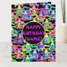 Carte d'anniversaire de dragon coloré personnalisé