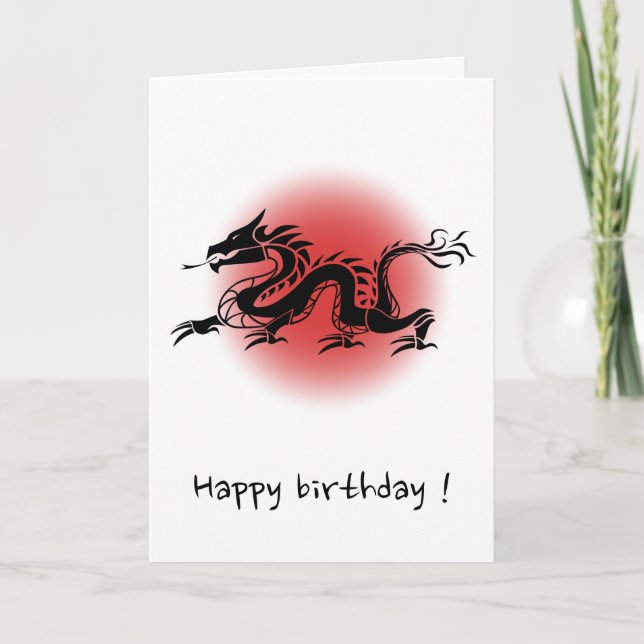 Carte d'anniversaire de dragon traditionnelle chin (Devant)