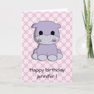 Carte d'anniversaire de enfant pour bébé hippo