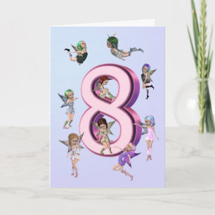 Carte d'anniversaire de fées de fleur 8ème