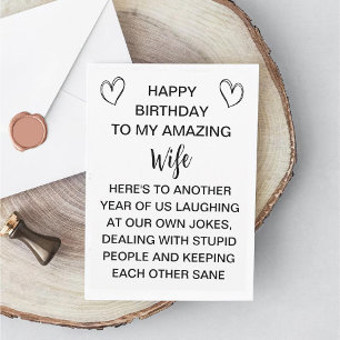 Carte d'anniversaire de femme Rude du mari / cadea