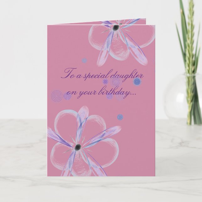 Carte d'anniversaire de fille avec l'art de fleur (Devant)