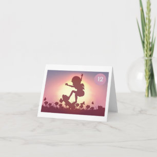 Carte d'anniversaire de fille de patineuse de couc