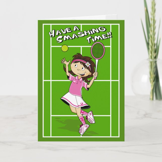 Carte d'anniversaire de fille de tennis (Devant)