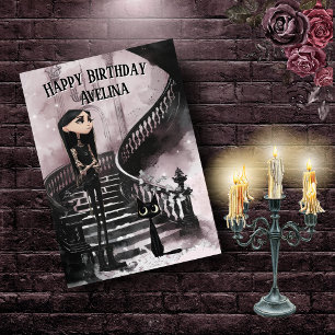 Carte d'anniversaire de fille gothique mignonne av