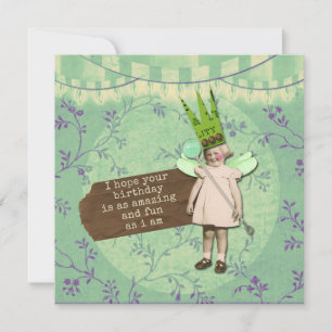 Carte d'anniversaire de fille Vintage d'art 