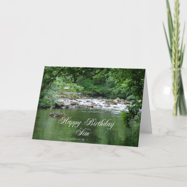 Carte d'anniversaire de fils montrant une rivière (Devant)