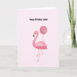 Carte d'anniversaire de Flamant rose rose mignonne