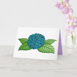 Carte d'anniversaire de fleur d'hydrangée bleue de