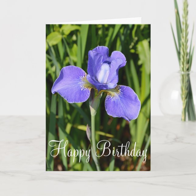 Carte d'anniversaire de fleur d'iris violet (Devant)