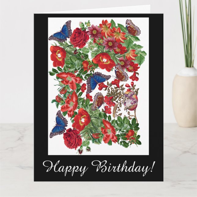 Carte d'anniversaire de fleurs de roses de (Devant)