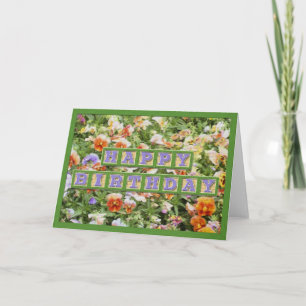 Carte d'anniversaire de fleurs printanières