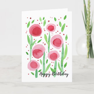 Carte d'anniversaire de Fleurs rouges rondes