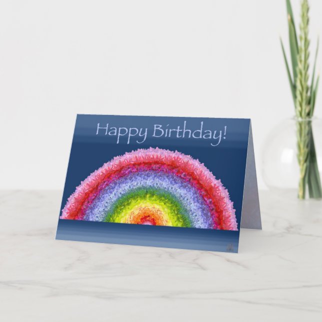 Carte d'anniversaire de floraison d'arc-en-ciel (Devant)