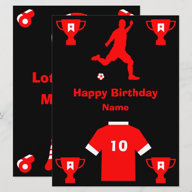 Carte d'anniversaire de football (Devant / Derrière)