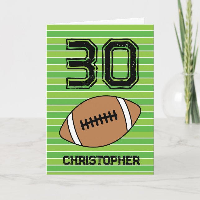 Carte d'anniversaire de football vert 30e (Devant)