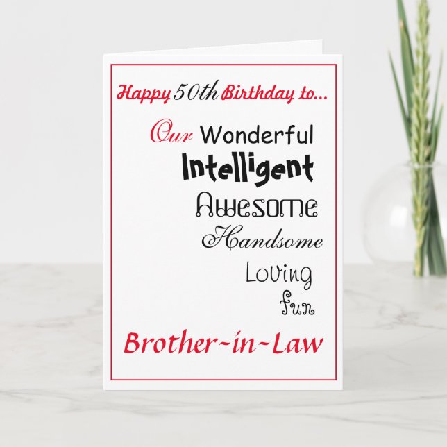 carte d'anniversaire de frère en droit. 50ème mâle (Devant)