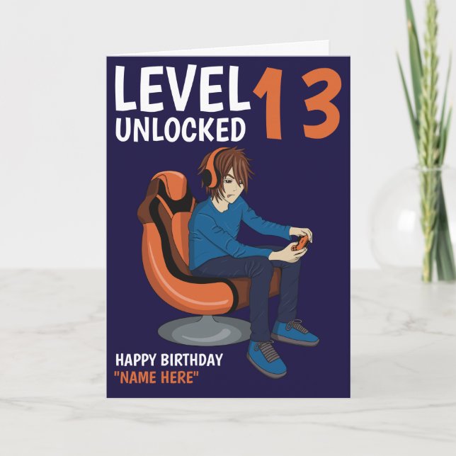 Carte d'anniversaire de gamer Garçon déverrouillé  (Devant)