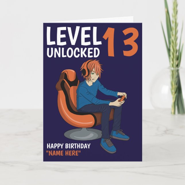 Carte d'anniversaire de gamer Garçon déverrouillé  (Devant)
