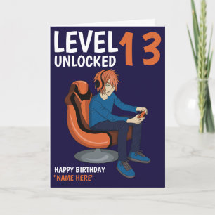 Carte d'anniversaire de gamer Garçon déverrouillé 