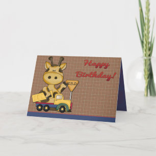 Carte d'anniversaire de garçon de girafe de bébé