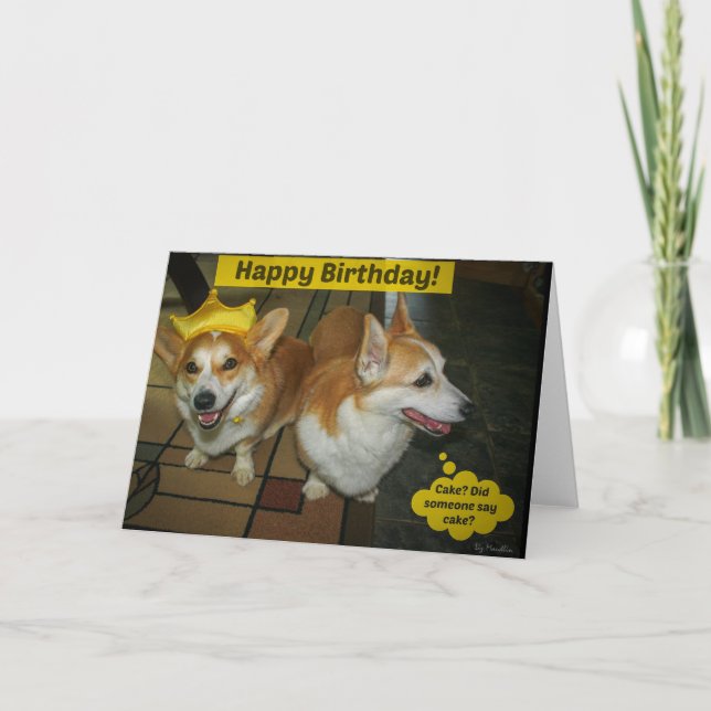 Carte d'anniversaire de gâteau de corgi (Devant)