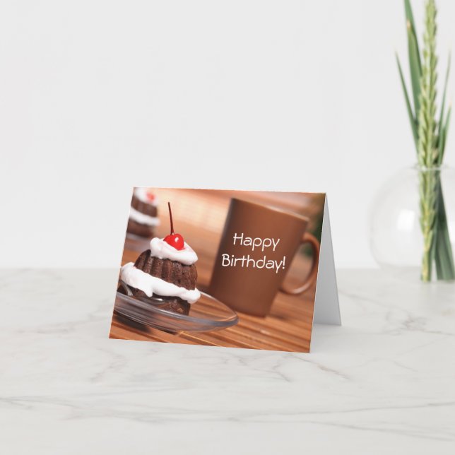 Carte d'anniversaire de gâteau et de café (Devant)