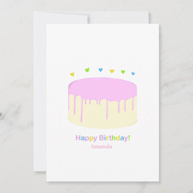 Carte d'anniversaire de gâteau rose (Devant)
