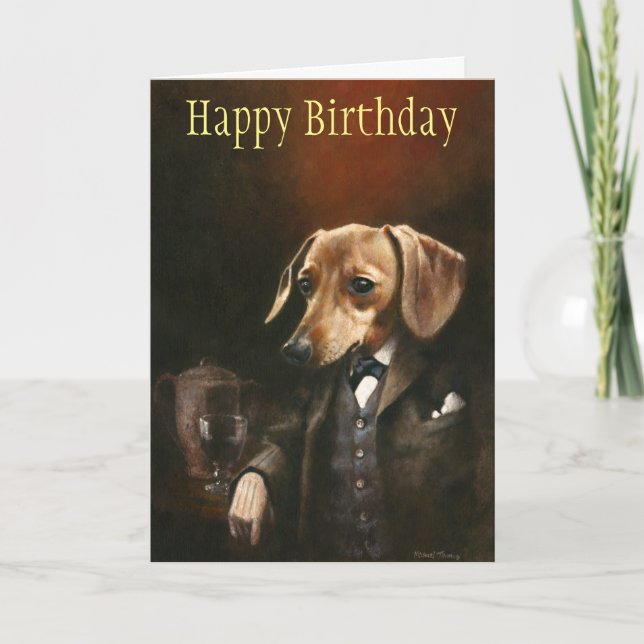 Carte d'anniversaire de Gentleman Dachshund (Devant)