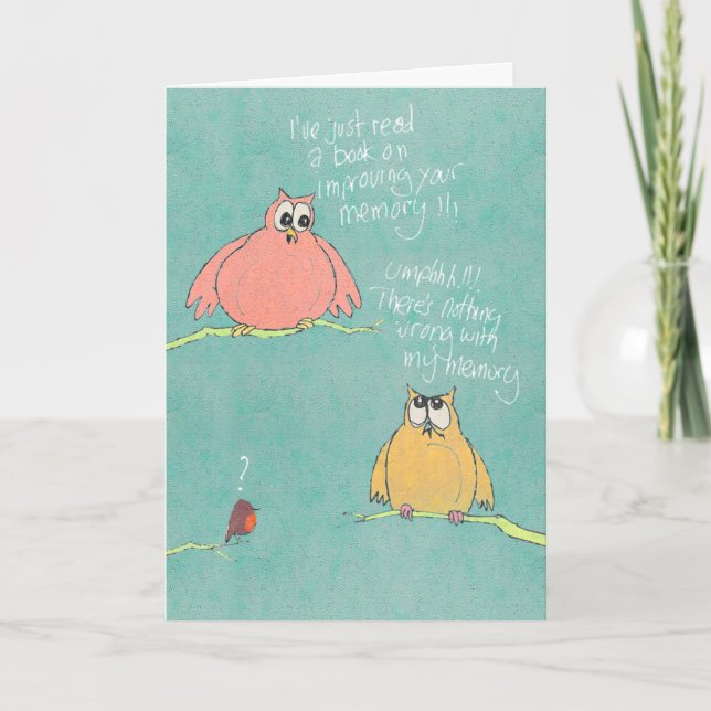 Carte d'anniversaire de grand hibou et de petit (Devant)