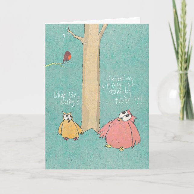 Carte d'anniversaire de grand hibou et de petit (Devant)