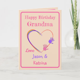 Carte d'anniversaire de grand-mère avec empreintes