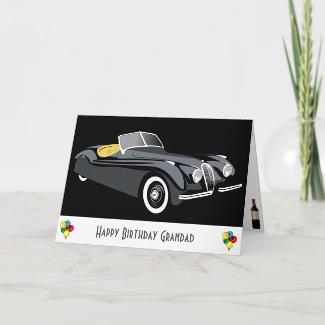 Carte d'anniversaire de grand-père de voiture clas (Devant)