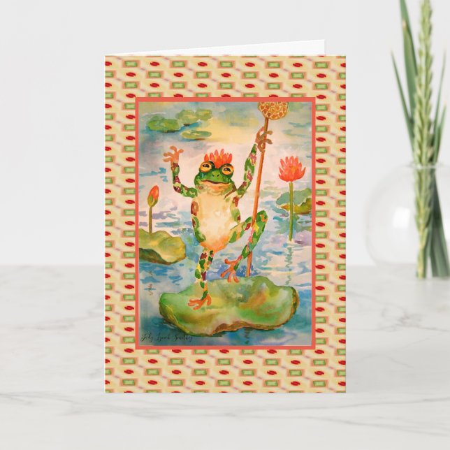 Carte d'anniversaire de grenouille de danse (Devant)