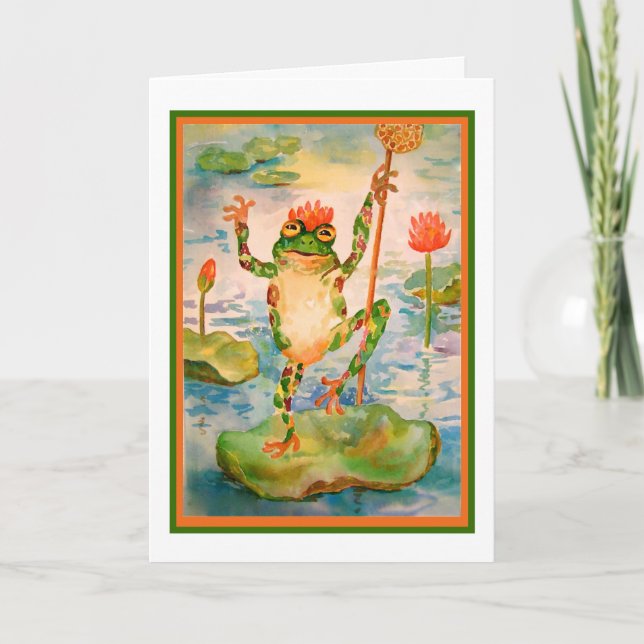 Carte d'anniversaire de grenouille de danse (Devant)
