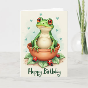 Carte d'anniversaire de grenouille joviale