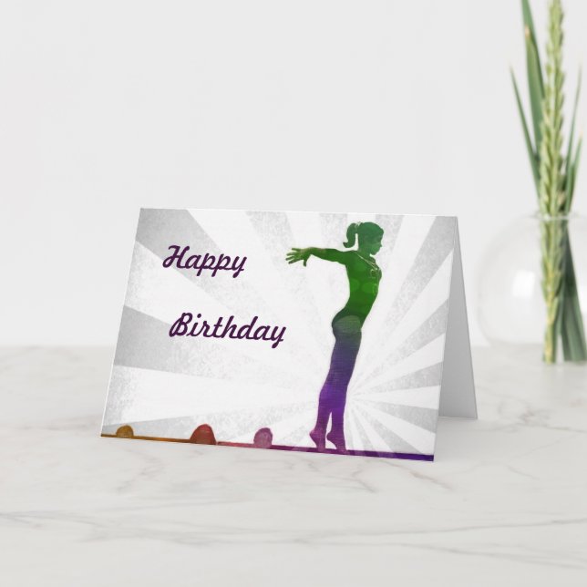 Carte d'anniversaire de gymnaste (Devant)