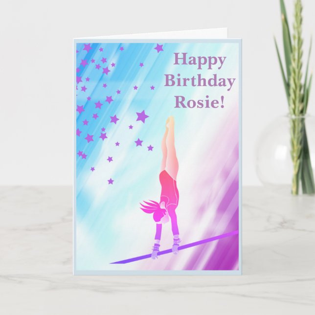 Carte d'anniversaire de gymnaste (Devant)