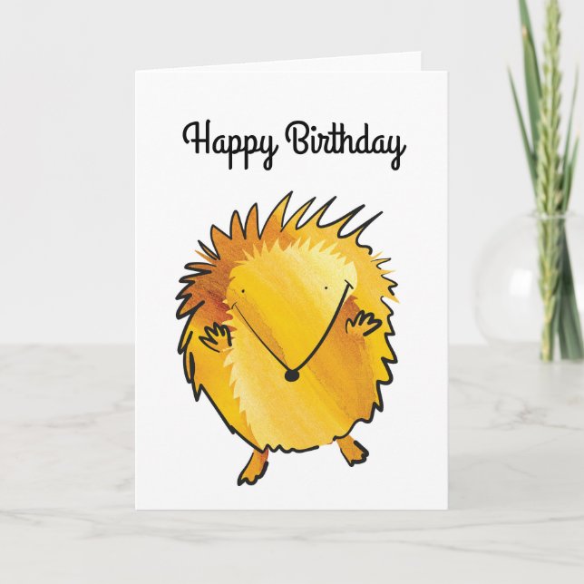 Carte d'anniversaire de hérisson (Devant)
