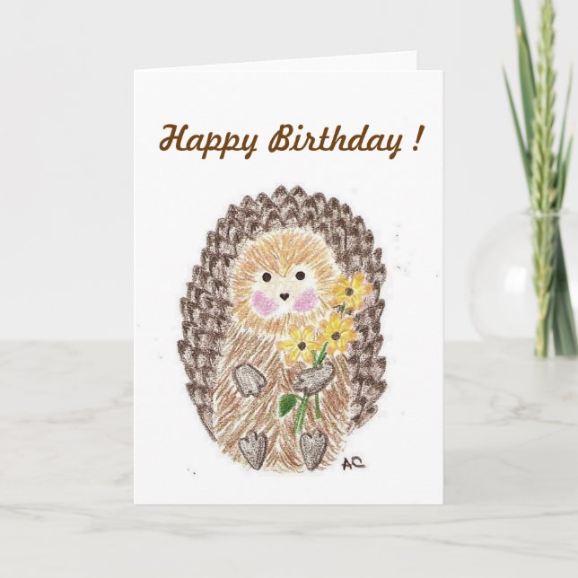 Carte d'anniversaire de hérisson joyeux (Devant)