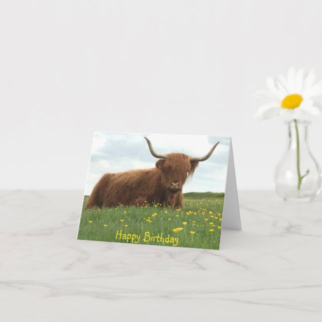 Carte d'anniversaire de Highland Cow Meadow