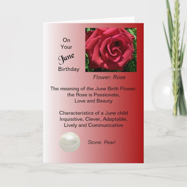 Carte d'anniversaire de juin - Rose et Pearl (Devant)