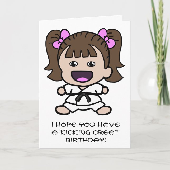 Carte d'anniversaire de karaté pour filles (Devant)
