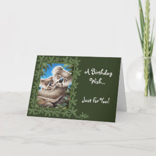 Carte d'anniversaire de koala et de bébé
